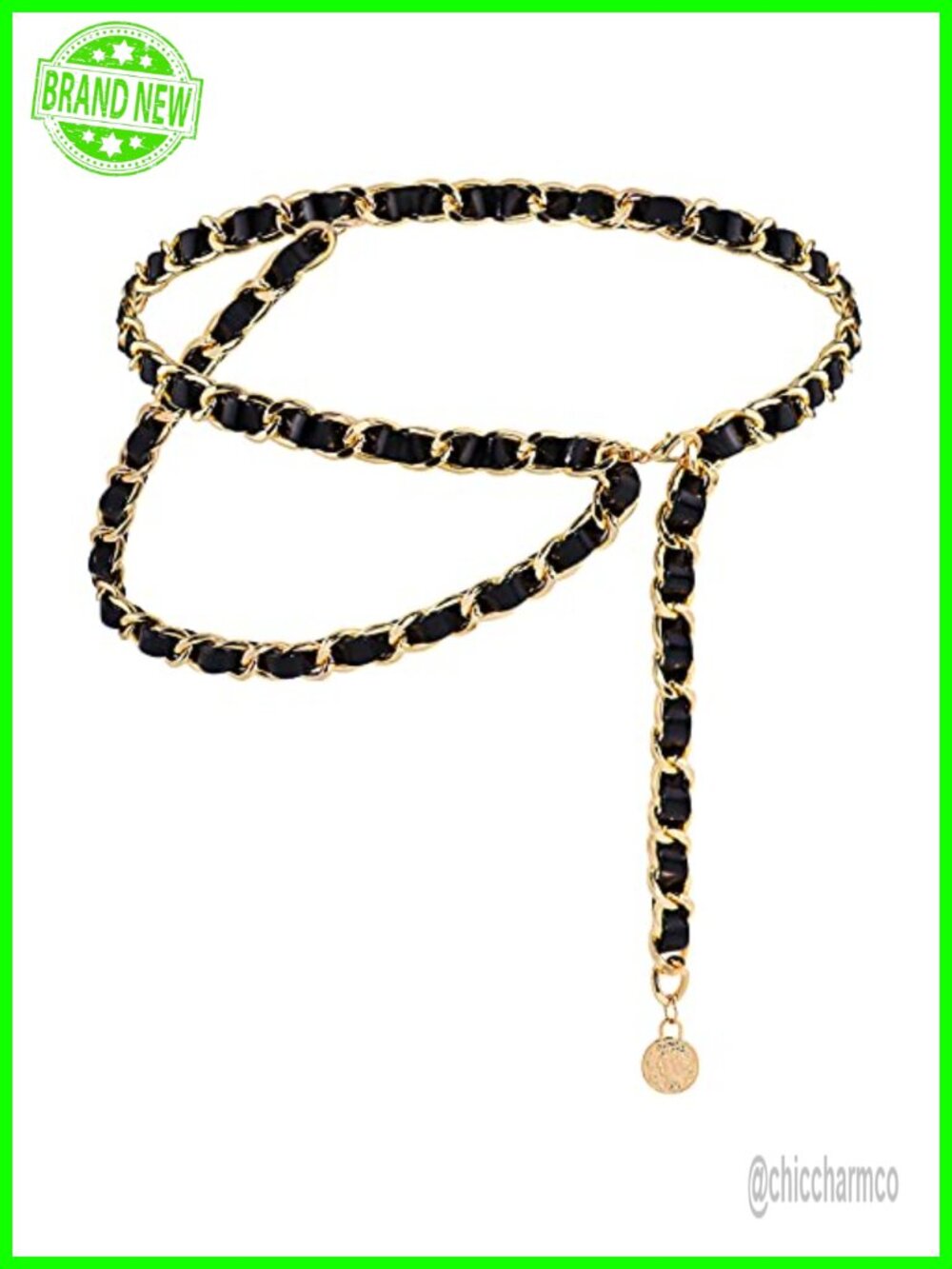 Leather Waist Belt for Women Layered Metal Chain Layered Belt